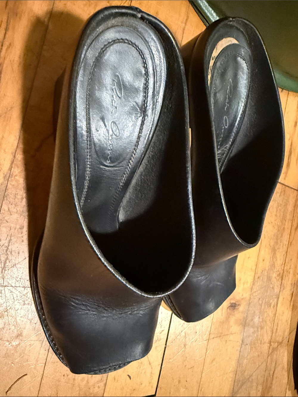 Rick Owens Italian Black Leather Block Heel Mule - Women made it Italy - Picture 5 of 6